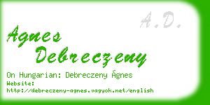 agnes debreczeny business card